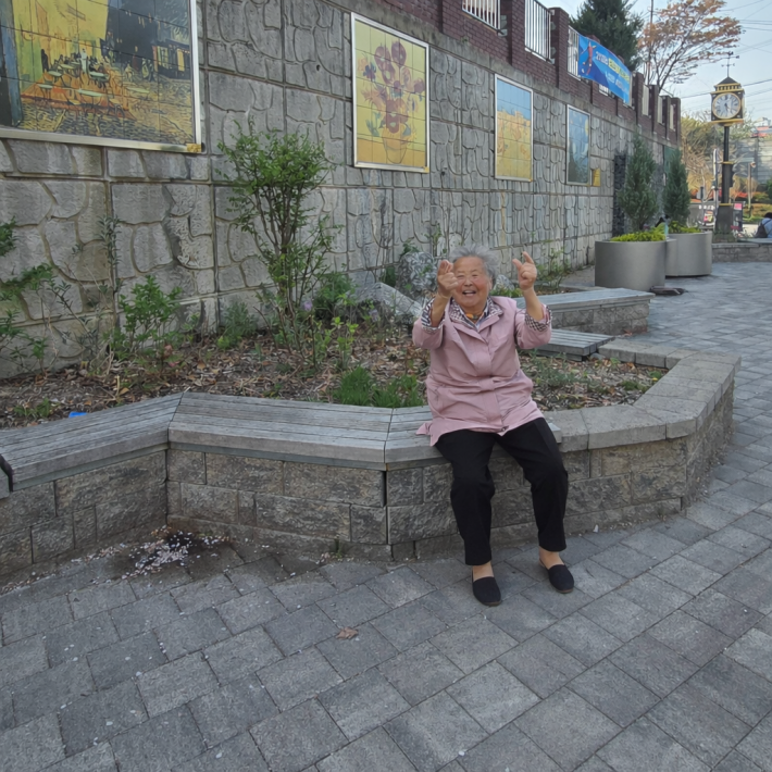 쉼터가 있는 넓은 손바닥 정원