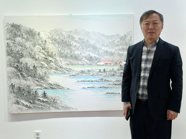 김승호 작가, 청일(맑은 날), 50호, 한지에 수묵담채, 2025