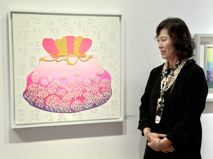김정희 작가, 福을 담다, 73✕73cm, Mixed media