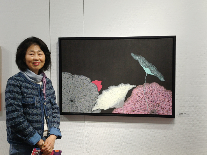 왕미숙 작가, 自我의 삶 속에서, 91✕61cm, 아크릴, 먹,혼합재료, 2025