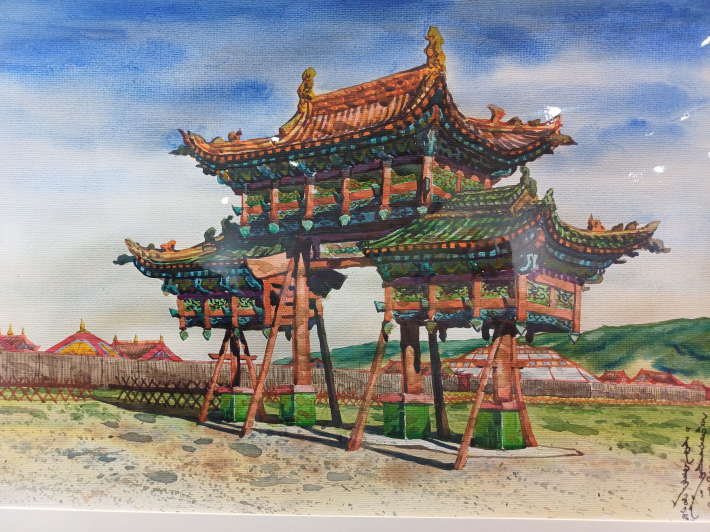 DORJGOTOV, Eastem Monastery Dool 1913, 39.0✕53.0cm,Watercolor on Paper