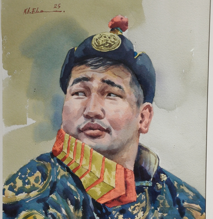 ENKHBOLD, Portrait of the Orkhonbayar, 36.0✕27.0cm, Watercolor on Paper