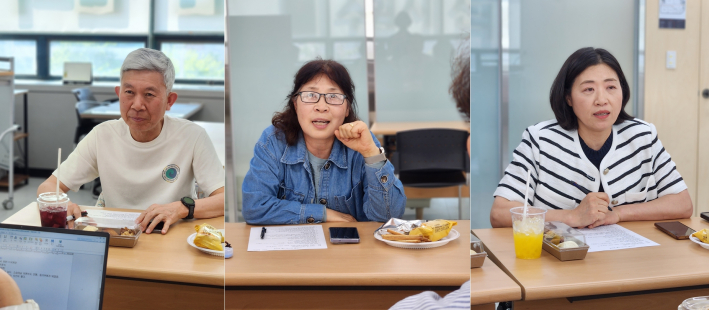 회원들의 서로의 의견을 경청하는 모습