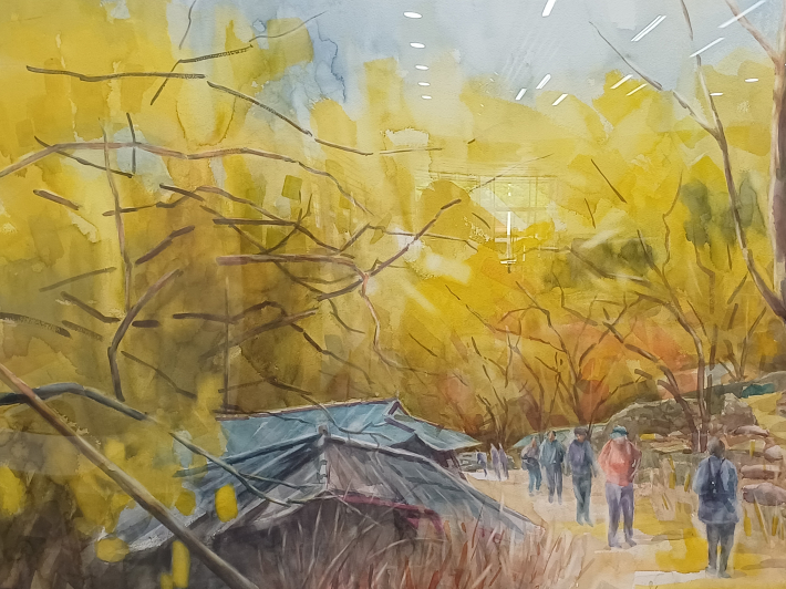 노란빛에 물들다. Watercolor on Paper, 50P(116.8✕80.3cm)