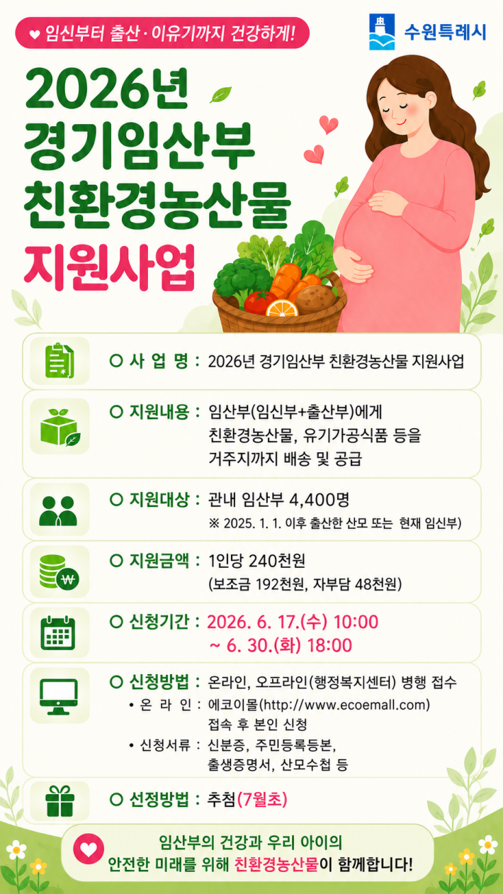 '2026년 임산부 친환경농산물 지원사업' 홍보물