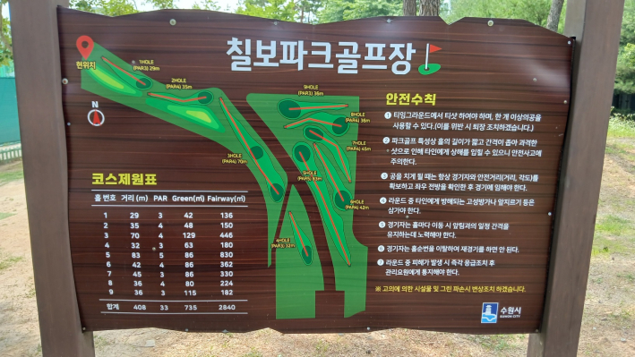 칠보 파크골프장 안내간판