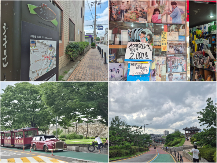 화홍문 문화의 거리에서 만난 여러 가지 모습들, 산책길에 잠시 머무는 즐거움을 더한다.
