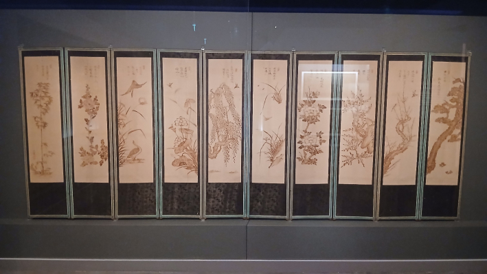 인두화로 그린 병풍