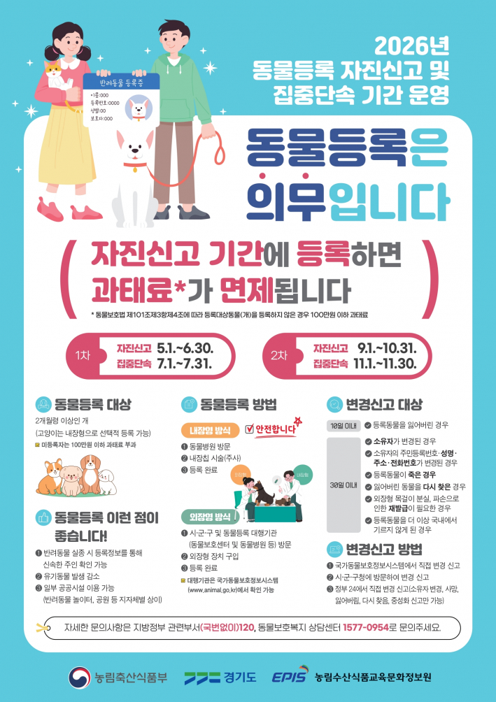 2026 동물등록 자진신고 기간 운영 