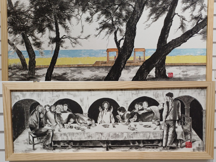 김민정 작가, 한가로운 오후, 109✕63cm, 수묵(위쪽)