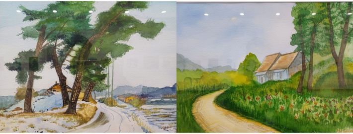 허윤회 작가, 바람이 머무는 곳, 45.5✕33.4cm, Watercolor on PaPer(왼쪽)