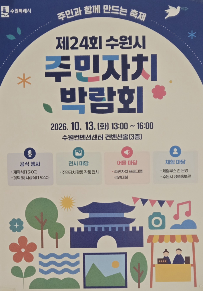 주민과 함께 만드는 축제 제 24회 수원시 주민자치박람회 안내 포스터