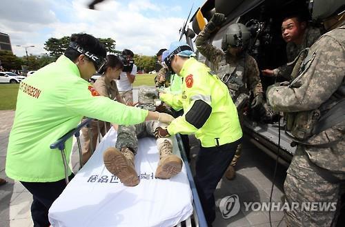 아주대병원서 '북한 포격에 부상' 미군 치료 을지훈련_1